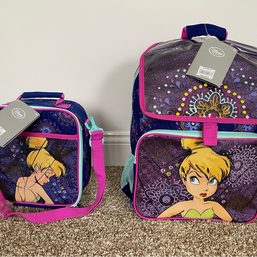 Authentic Disney Tinkerbell Backpack (LIGHTS UP!) & Lunch Bag NWT